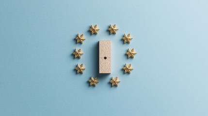 Aufkleber - Minimalist gold stars surrounding box on blue