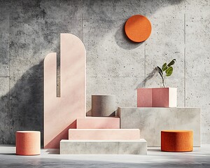 Poster - Minimalist geometric still life pink orange forms