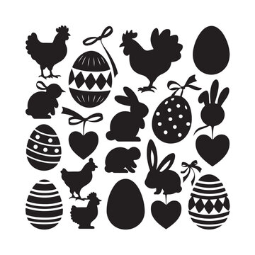  Easter egg icon, vector. Broken Easter egg silhouette symbol elements. Set of decorated ester eggs vector. Ester eggs shell. Egg shell and egg icon set. Vector illustration.