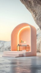 Poster - Minimalist peach arch structure interior design