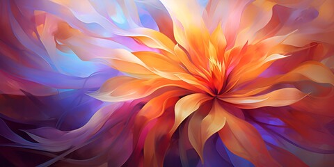 Wall Mural - A vibrant digital painting of colorful petals in various shades, swirling and dancing against 