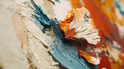 Poster - A painting displayed on a wall showcasing textural variety in a mixed media piece highlighting creative expression and unique artistic techniques.