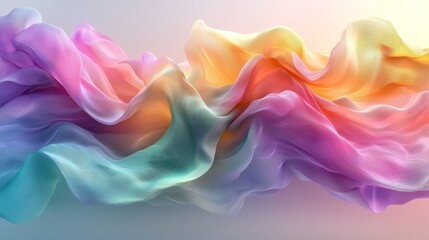 Poster - The use of translucent, flowing shapes in green and pink hues, combined with gentle motion, creates a modern and ethereal visual experience in 3D animation