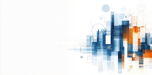 Poster - A collage visual of assorted business scenes and technology ideas serves as the background, embodying management strategy and digital transformation
