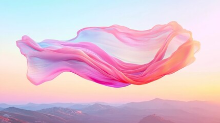 Poster - Abstract fluid neon curved wave showcasing an iridescent holographic effect. Stock photo