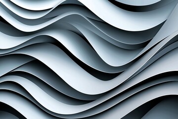 Poster - A gentle abstract backdrop showcasing undulating waves in various hues of white and pale gray