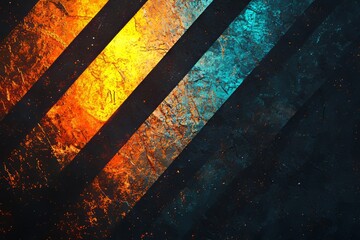 Poster - A textured wall is illuminated by neon lights shaped like arrows and glowing brightly