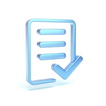 3D Render of a Blue Checklist Icon signifying Completion and Task Management success