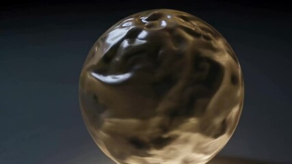 Poster - Shimmering orb morphs: dynamic metallic transformation in motion