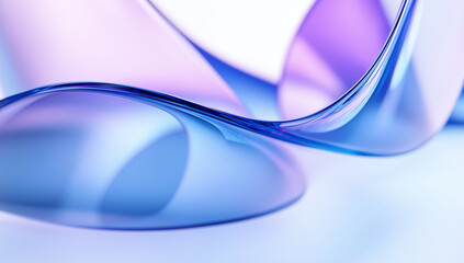 Poster - Abstract Blue Purple Glass Waves, Fluid Design, Smooth Curves, Modern Art, Digital Rendering, Sleek 