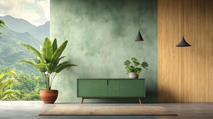 Poster - Modern minimalist interior design green room