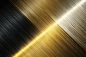 Poster - Shiny gold metal texture with abstract light rays and futuristic metallic lines. abstract golden background