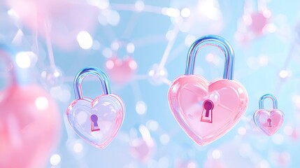 Poster - A conceptual image depicting cybersecurity measures is represented by digital locks and shield icons overlaid on a network background, signifying protection