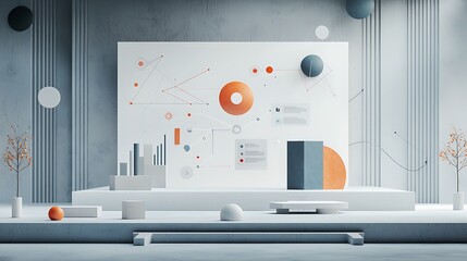 Poster - Modern office whiteboard charts diagrams business planning