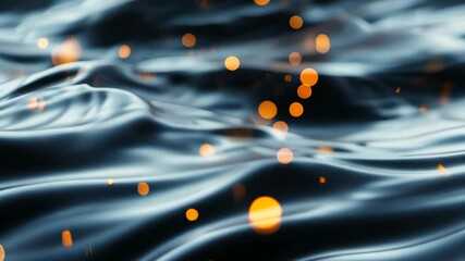 Poster - Glowing particles dance across the surface of a dark body of water, creating mesmerizing patterns and reflections at night