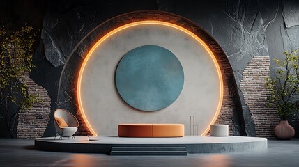 Aufkleber - Oval glowing mirror surreal dark background