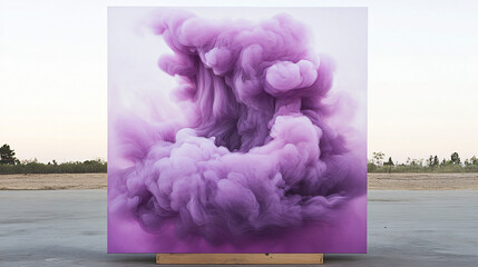 Poster - Ethereal purple smoke cloud swirling in the air creating a mystical and dreamlike atmosphere perfect for artistic inspiration.