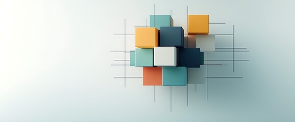 Poster - Pastel cubes abstract design