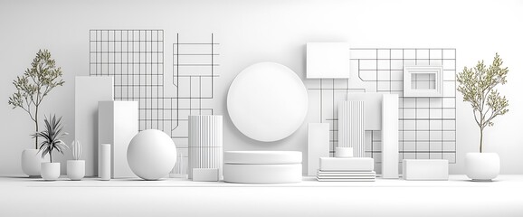 Poster - White ceramic decor minimalist product display