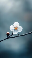 Poster - White flower blossom macro photography