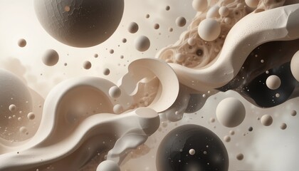 Poster - Dynamic flow of abstract shapes and textures digital art scene surreal environment high-resolution visuals conceptual creativity
