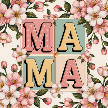 Mother's Day Typography and floral greeting card