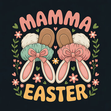 Mother's Day Typography and floral greeting card