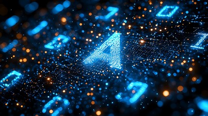 Poster - AI Data Stream Glowing Blue Technology Concept