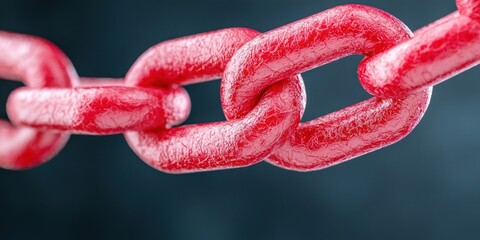 Aufkleber - Close-Up View of a Red Link Chain Against a Dark Background