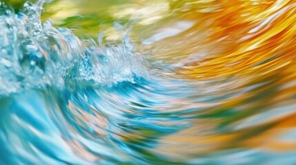 Poster - A vibrant, abstract image capturing the dynamic movement of water, showcasing swirling colors and light reflections.