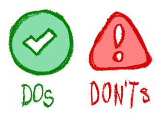 Wall Mural - Do's and Don'ts Icon Crayon Chalk Drawing PNG Transparent
