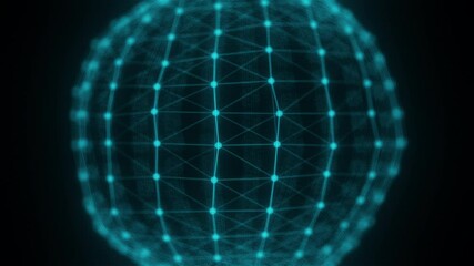 Poster - Plexus planet sphere of dots and lines. Computer generated 3d render