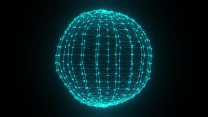 Poster - Plexus planet sphere of dots and lines. Computer generated 3d render