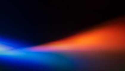 Wall Mural - Defocused blue orange red ultraviolet radiance soft texture on dark black abstract empty space background. Neon blur glow. Color light overlay. Copy space.