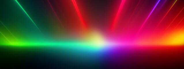 Wall Mural - Banner. Defocused red green pink ultraviolet radiance soft texture on dark black abstract empty space background. Neon blur glow. Color light overlay. Copy space.