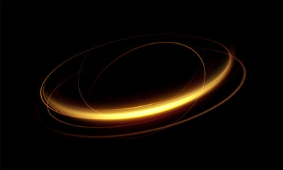 Poster - glowing neon light.Curve golden line light effect.	