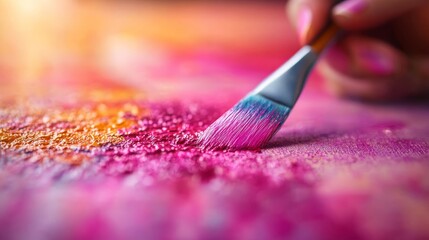 Aufkleber - Close-up view of a palette knife spreading vibrant, textured paint on a canvas, showcasing the dynamic process of abstract art in gradual blending