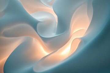 Poster - Abstract design featuring soft curves and gentle light in a serene color palette