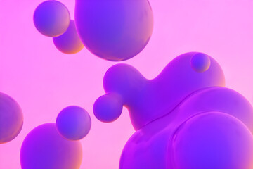 Aufkleber - Abstract 3d art background with vibrant spheres floating. liquid blobs. soap bubbles.