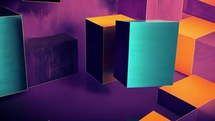 Poster - abstract cubes: a collection of vibrantly colored geometric cubes arranged in an abstract compositio
