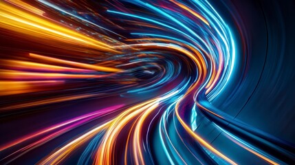 Aufkleber - Abstract swirling light trails creating a tunnel effect with vibrant colors.