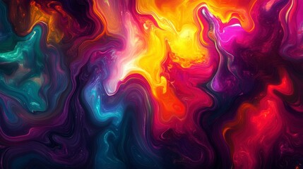 Poster - Abstract vibrant swirling colors, dynamic fluid art, multicolored marble texture background.
