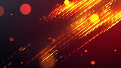 Poster - Dynamic motion of fiery streaks and glowing bokeh lights in vibrant red and orange hues