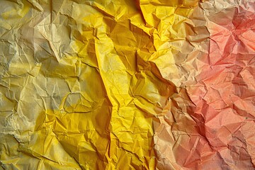 Poster - Abstract textured background created with crumpled paper in yellow, orange, and red tones