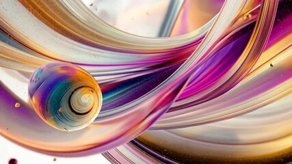 Poster - swirling colors: a mesmerizing abstract art piece composed of dynamic ribbons and spheres, showcasin