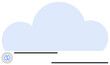 © robu_s - Abstract blue cloud graphic with simple circular logo and black horizontal lines. Ideal for computing, storage, networking, connection, innovation, internet, communication. Clean flat simple metaphor