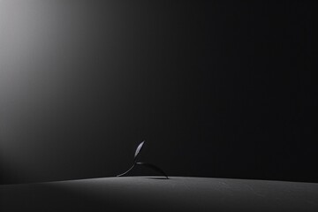 Aufkleber - Tiny plant creating a shadow under a spotlight on a textured dark surface