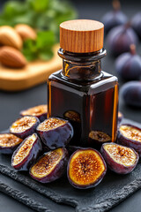 Poster - Elegant visual presentation of dried figs and walnuts, Mediterranean snack style,