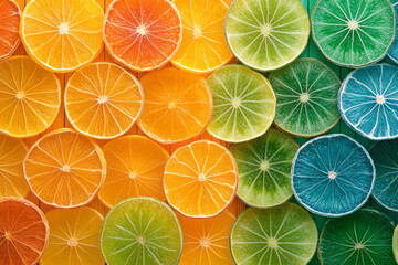 Poster - Vibrant food photo depicting dried kiwi slices positioned randomly on an authentic bamboo mat,