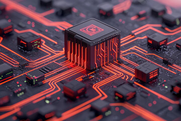 Poster - An isometric illustration of data centers connected by secure digital cables, each line embedded